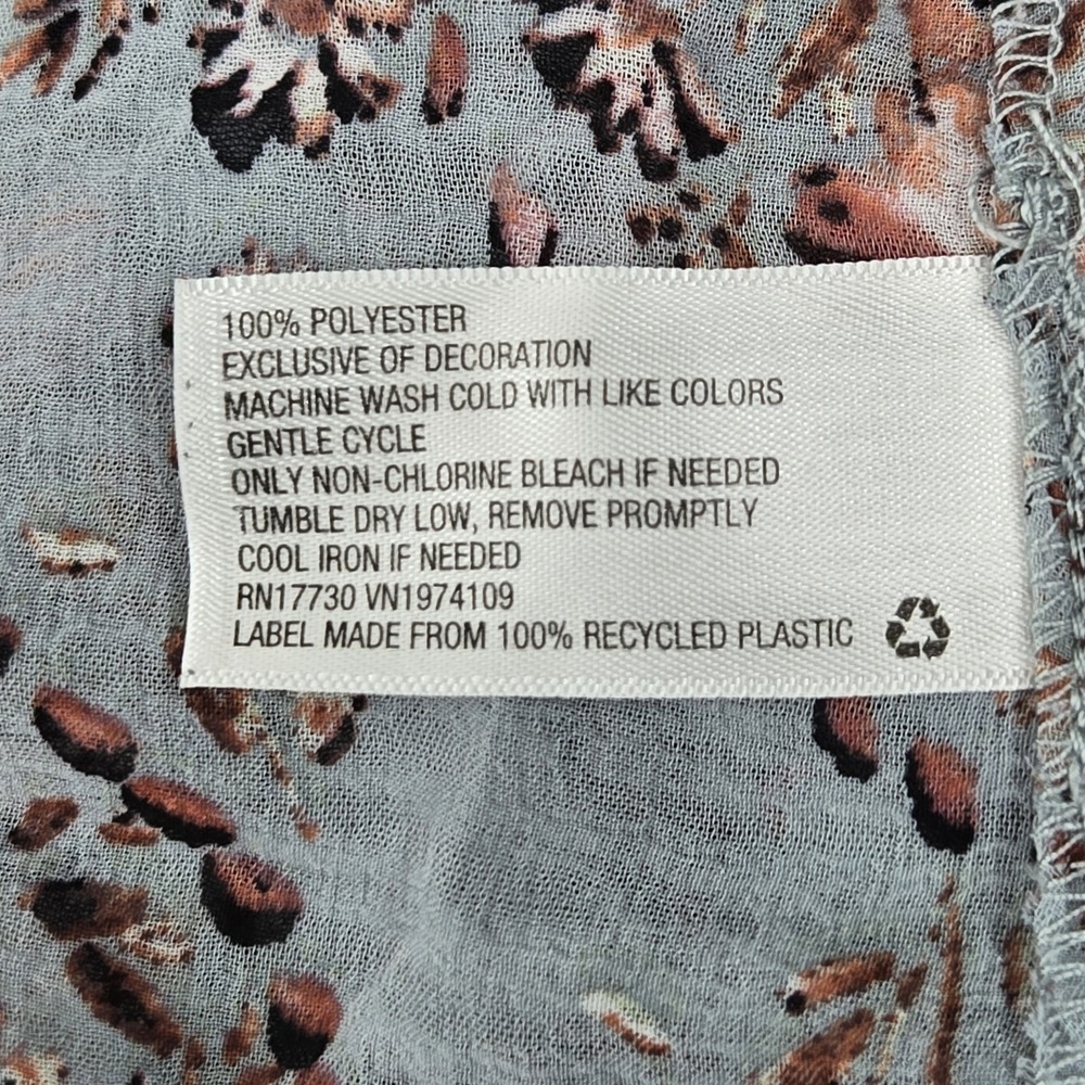 Knox Rose Women Blouse XXL Gray Floral Chiffon Bohemian Button Lace V-Neck - Picture 3 of 9